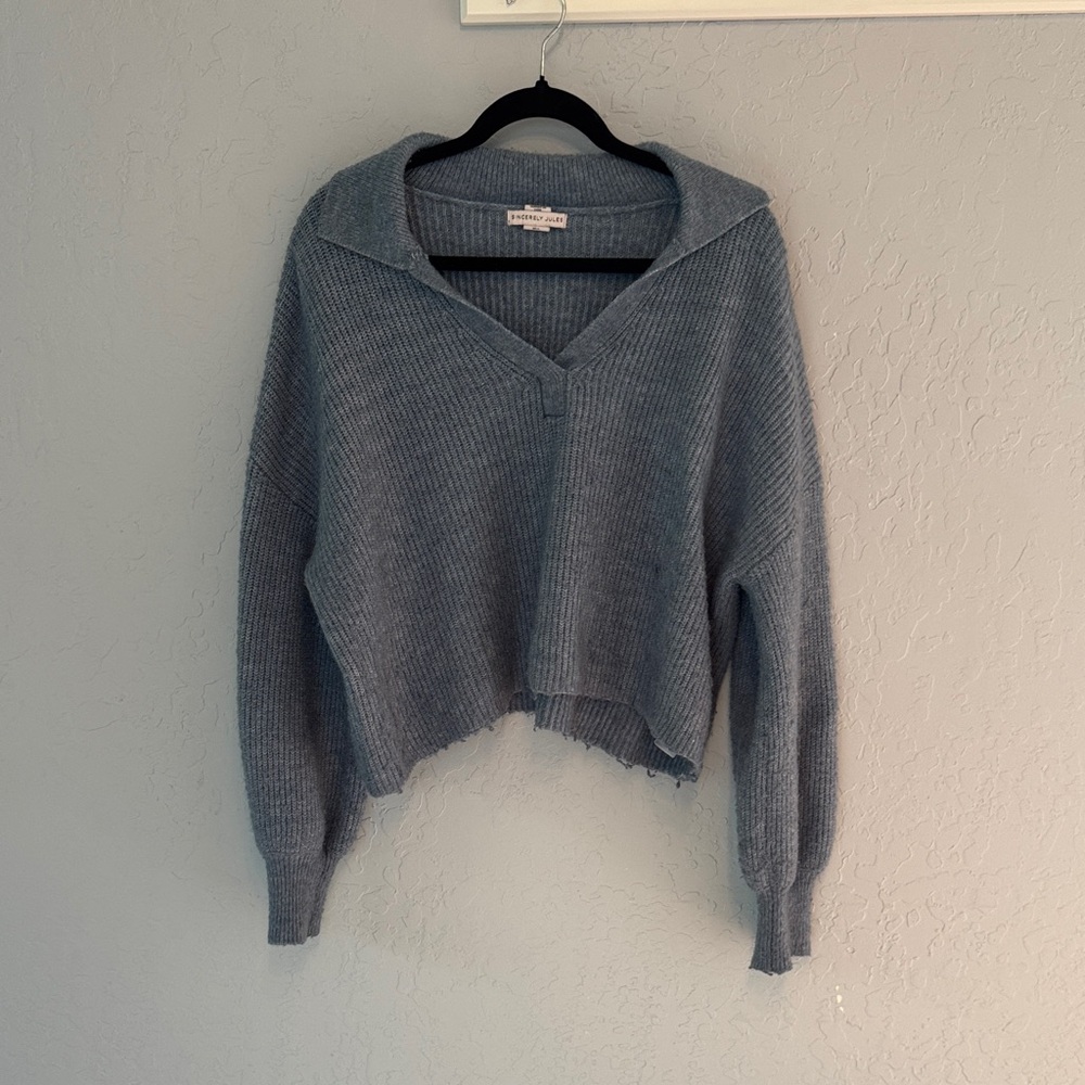 Sincerely Jules Charcoal V-Neck Sweater